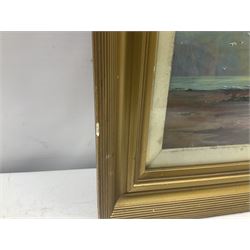 A R Skelton (British 19th/20th century): Low Tide at Sunset, oil on board signed 24cm x 28cm