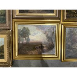 Tom Seymour (British 1840-1904): Riverside Cottage, oil on canvas signed, together with eight further landscape oils by other hands (9)