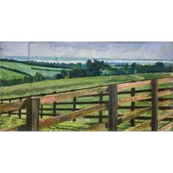 James Neal (Northern British 1918-2011): 'Looking Towards the Humber Estuary', oil on card faintly signed l.r., titled on label verso 9cm x 17cm