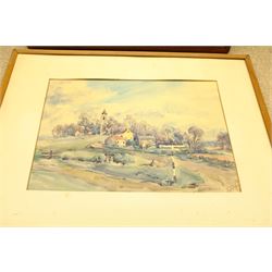 J G Wright (British 20th century): Castle Bolton and Yorkshire Village, two watercolours signed 26cm x 36cm and 22cm x 31cm