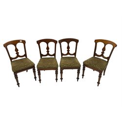 Set of four Victorian mahogany dining chairs, upholstered drop in seats