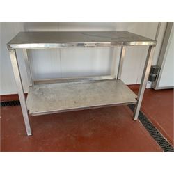 Row Fabrications stainless steel and aluminium two tier preparation table, removable top - THIS LOT IS TO BE COLLECTED BY APPOINTMENT FROM DUGGLEBY STORAGE, GREAT HILL, EASTFIELD, SCARBOROUGH, YO11 3TX
