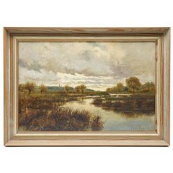 Arthur Lee Rogers (British fl. 1871-1894): Canadian River Landscape, oil on canvas signed and dated 1886, 34cm x 52cm
Notes: Rogers was born in Liverpool. His work was exhibited in and depicted Canada frequently, where he is recorded to have lived for a period of time.