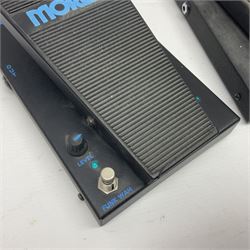 Three Morley guitar effects pedals, including The Little Alligator Volume serial no 195408 and Dual Bass Wah model PBA-2