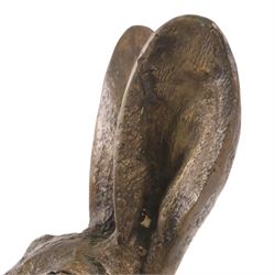 Bronzed figure of a seated hare, together with figure of a duck, hare H31cm 