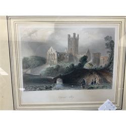 After William Henry Bartlett (British 1809-1854): 'St Canice Kilkenny' and 'Jerpoint Abbey' Ireland, pair engravings with hand colouring together with a print of the Bar Convent York max 21cm x 29cm (3)