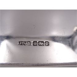 Edwardian silver twin handled tray, with oblique gadrooned rim and presentation engraving to the centre, hallmarked James Dixon & Sons Ltd, Sheffield 1907, not including handles W46cm