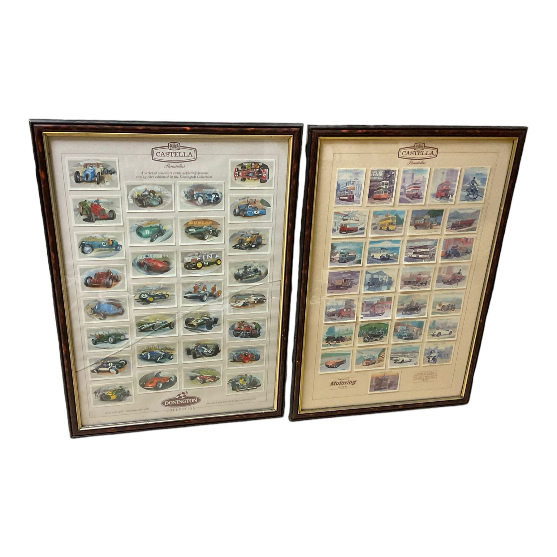 Collection of framed cigaret cards, including examples by John Players and sons 
