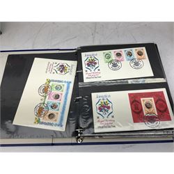 Mostly first day covers, including Antigua 'Royal Wedding 29th July 1981', British Virgin Islands '25th Anniversary of the Coronation 1953', various Silver Jubilee 1977 stamp covers etc, housed in eight folders