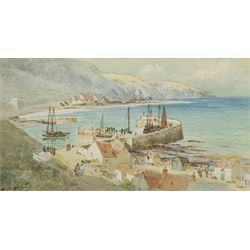 Thomas Swift Hutton (British 1860-1935): Burnmouth Harbour, watercolour signed 20cm x 37cm