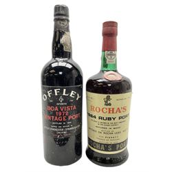 Offley Bon Vista, 1972, vintage port, unknown contents and proof and Rocha's 1964, Ruby Port, 75cl 20% proof (2)