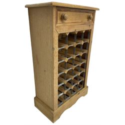 Pine wine rack with single drawer