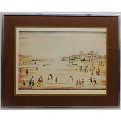  After Laurence Stephen Lowry R.A. (British 1887-1976): 'On The Sands', limited edition chromolithograph signed in pencil and numbered 119/500 in the margin pub. Henry Donn Galleries 1975, 43cm x 58cm  