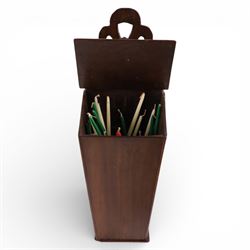 Oak wall mounted candle box, together with coal scuttle 