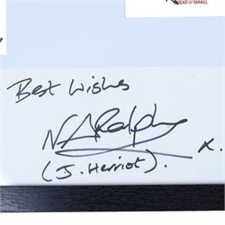 Collection of James Herriot books and memorabilia, to include first edition 'James Herriot's Yorkshire' signed by Christopher Timothy, first edition 'James Herriot's Yorkshire Revisited' signed by Herriot's children Jim and Rosie, framed montages signed by Channel 5 series actors, and others
Notes: Christopher Timothy played James Herriot in BBC 1's 1978 series 'All Creatures Great and Small'.