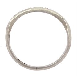 Early 20th century platinum channel set old cut diamond half eternity ring, stamped Plat, boxed