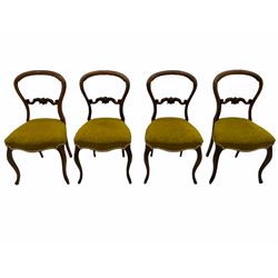 Set of four Victorian rosewood chairs, serpentine seats with horsehair stuffing