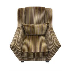 Pair of easy armchairs, upholstered in stripe fabric