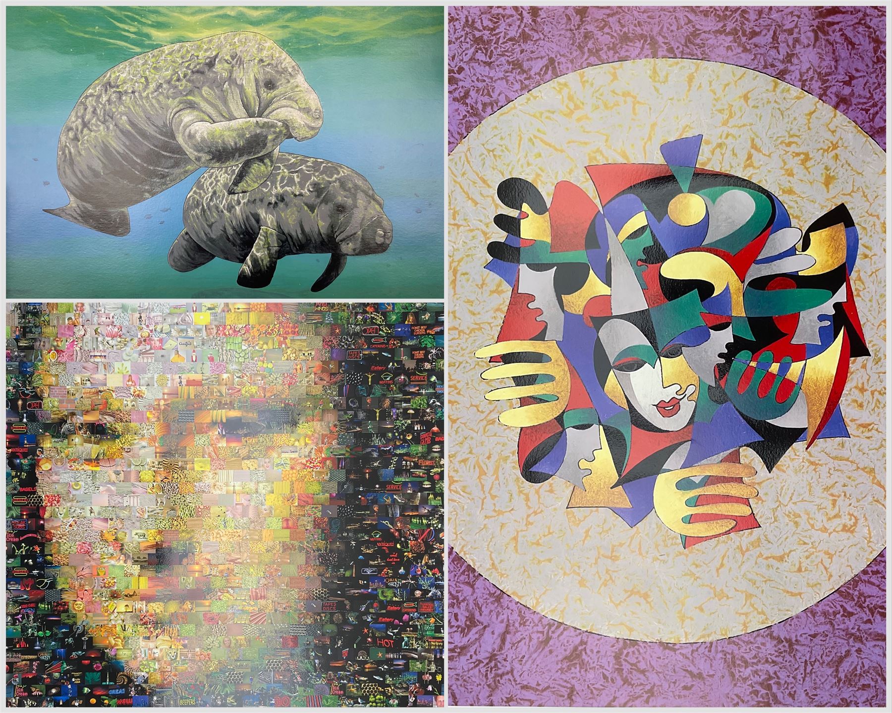Anatole Krasnyansky (Ukrainian 1930-): 'Musical Sphere', Nicole Suzanne Stahl (Continental Contemporary): 'Gentle Voyagers'; Neil J Farkas (American 20th Century): 'Mona Lisa', three lithographs max 69cm x 72cm (3)