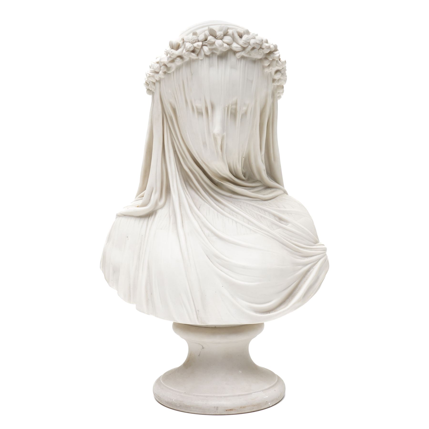 After Monti, Raffaele - 'The Bride', 19th century Copeland Parian bust, stamped Copeland and incised R Monti 1861 to the back, impressed Ceramic Crystal Palace Art Union to underside, H37cm