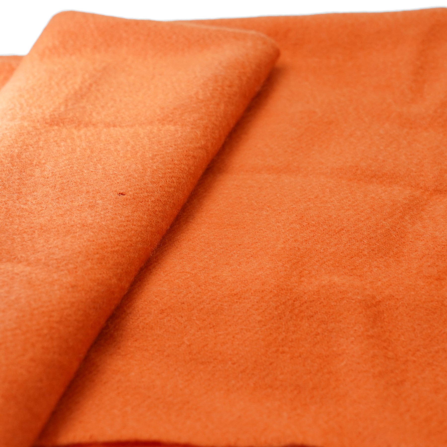 Hermès - orange cashmere scarf, with fringed ends and woven Hermès Paris label, made in Scotland 
