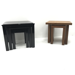 Black gloss finish nest three tables (W60cm, H52cm, D60cm) and two side tables 