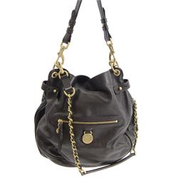 Mulberry 'Somerset Hobo' dark brown calfskin leather handbag, with short and long chain straps, the exterior with front zip pocket and gold tone mulberry logo zipper and fob beneath, with single pocket to the interior, serial no. 2192708, in Mulberry dust bag, H30cm, W34cm 