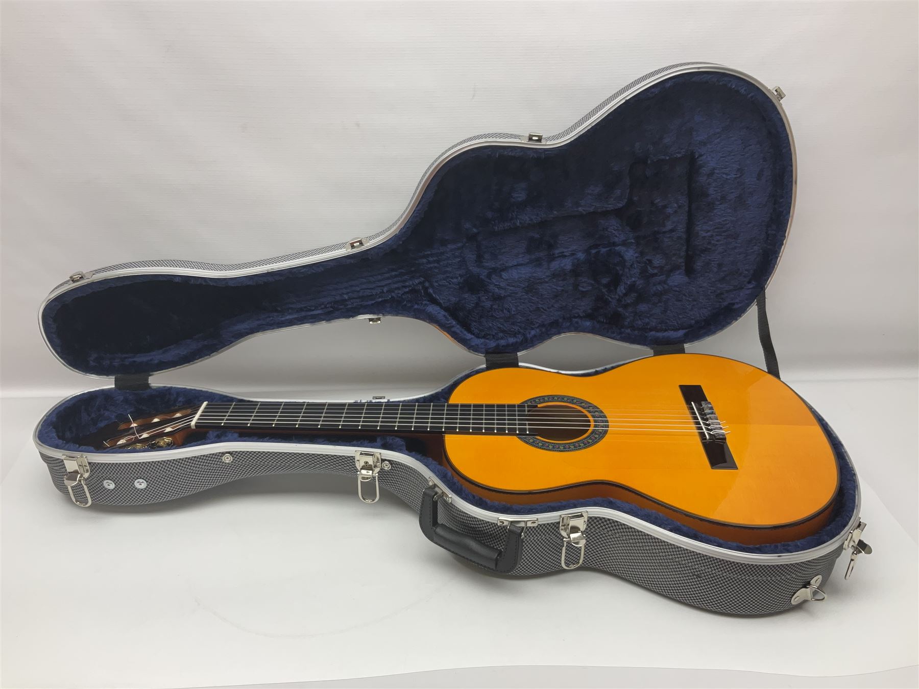 2019 A. Burguet Valencia hand made Flamenco guitar model IF-001 with spruce top and cypress wood back and sides; bears maker's label, L98cm; in original Burguet fitted hard carrying case