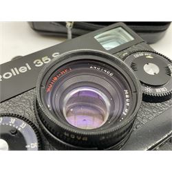 Rollei 35 S Compact Camera, black, with 'Rollei HFT 40mm f/2.8 Sonnar' lens, in leather case