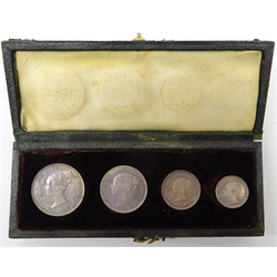  Great British Queen Victoria 1879 Maundy money set fourpence, threepence, twopence and penny, in original dated case  