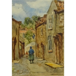  James William Booth (Staithes Group 1867-1953): Cottages at Robin Hood's Bay, watercolour signed 35.5cm x 25cm  DDS - Artist's resale rights may apply to this lot   