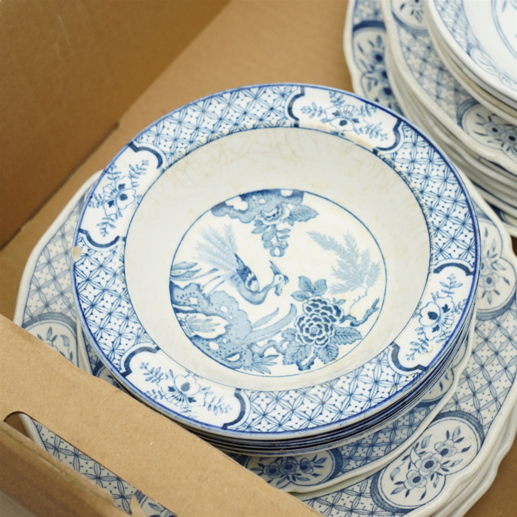 Victorian turquoise ground part tea set, part Doulton Matsumai pattern dinner service and other dinner ware