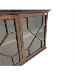 19th century mahogany two-door astragal glazed wall cabinet