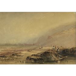 Henry Barlow Carter (British 1804-1868): Reighton Gap looking towards Bempton Cliffs and Flamborough Head, watercolour with scratching out signed 23cm x 33cm