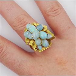 14ct gold opal cluster ring, stamped 585