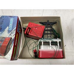 Three LGB (Lehmann Gross Bahn) G scale, gauge 1, rolling stock wagons, comprising two Lake George and Boulder wagons and an Auto Express wagon, together with a LGB passenger coach, other LGB rolling stock and a Lehmann Rigi900 ski lift