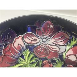 Moorcroft Anemone pattern fruit bowl, with painted and impressed marks beneath, D26cm