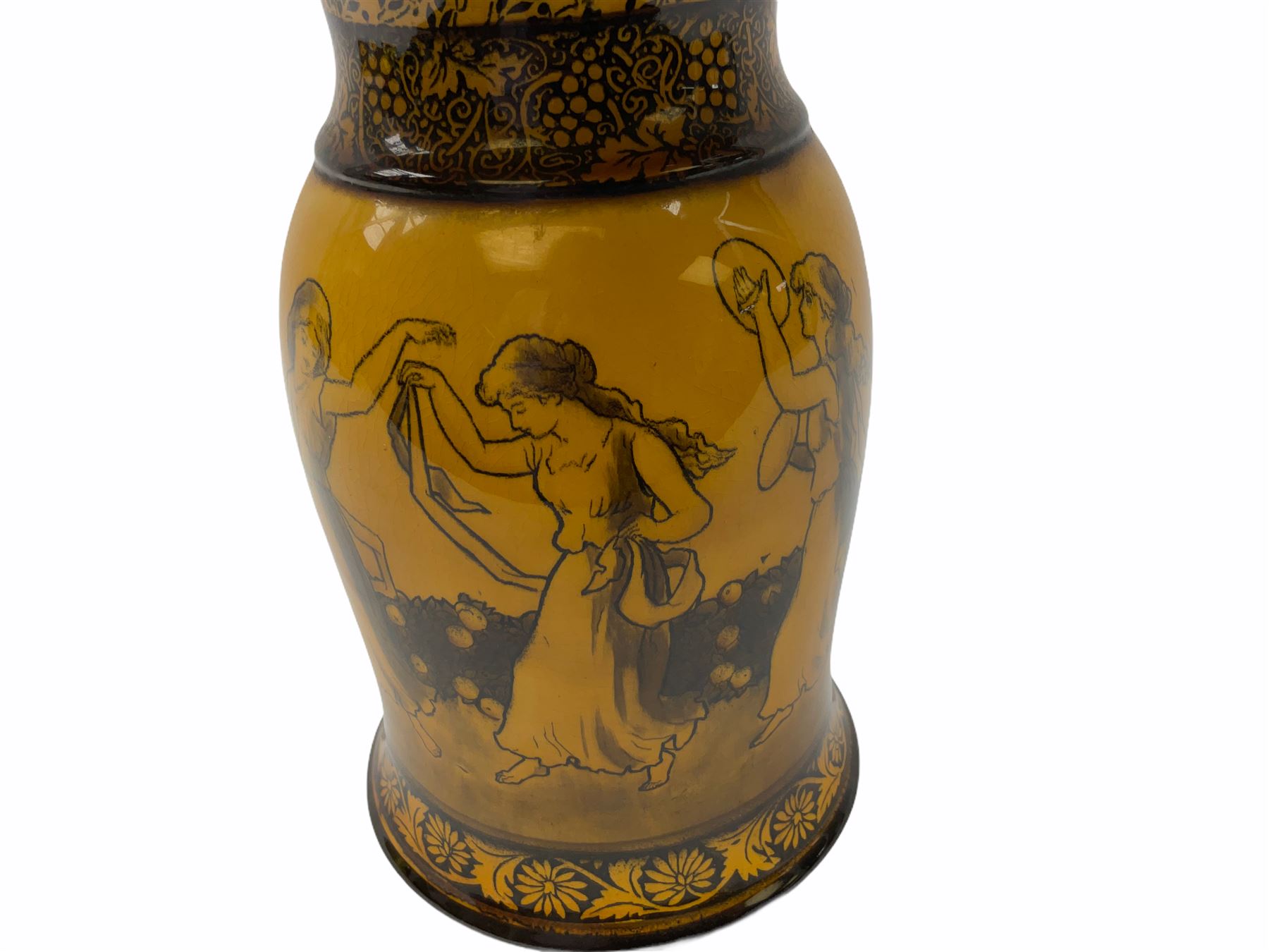 Royal Doulton Morrisian ware vase decorated with female figures, with printed and impressed marks beneath H25cm. 