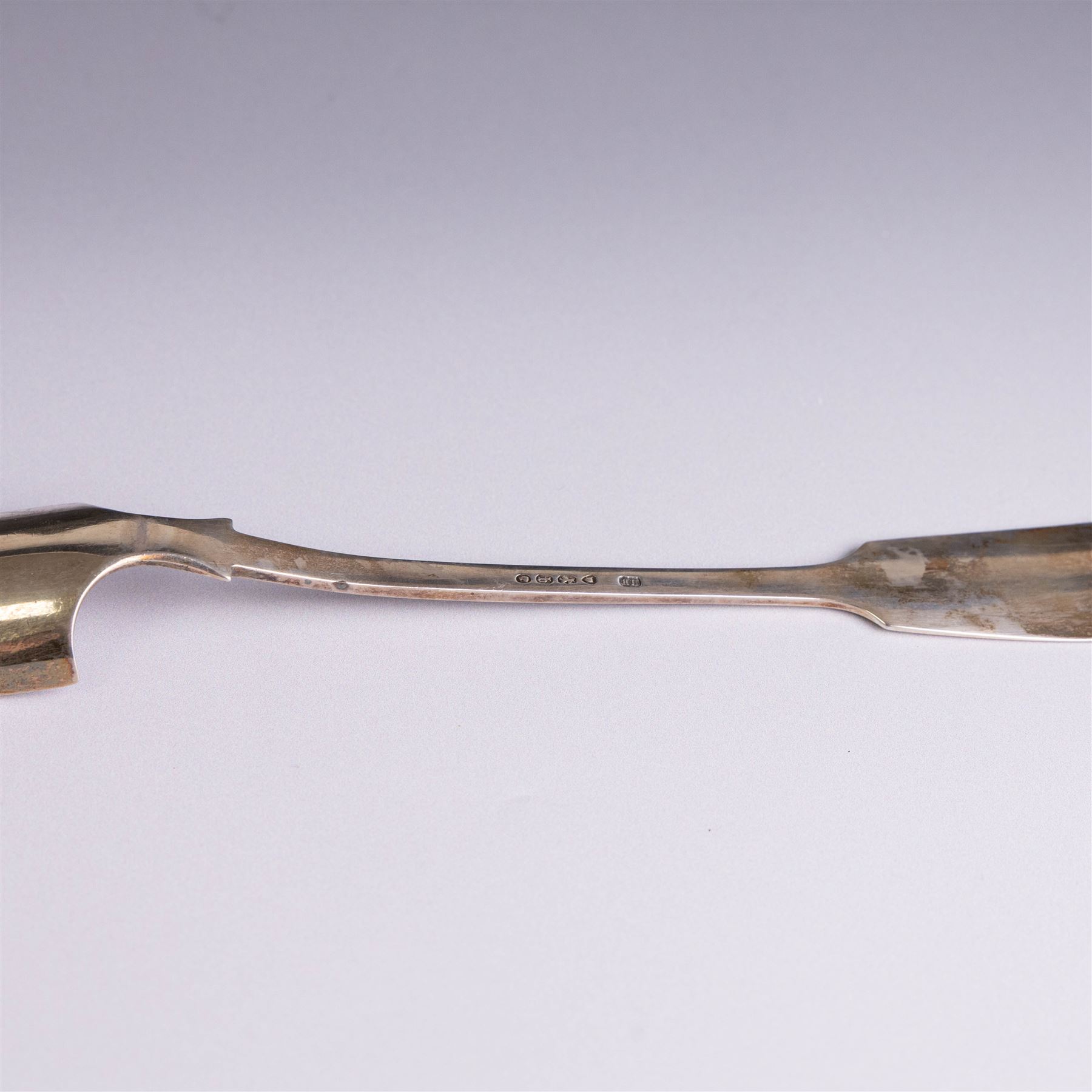 Victorian silver Fiddle pattern stilton scoop, with engraved initial 'W' to terminal, hallmarked London 1857, makers mark HH, probably for Henry Holland