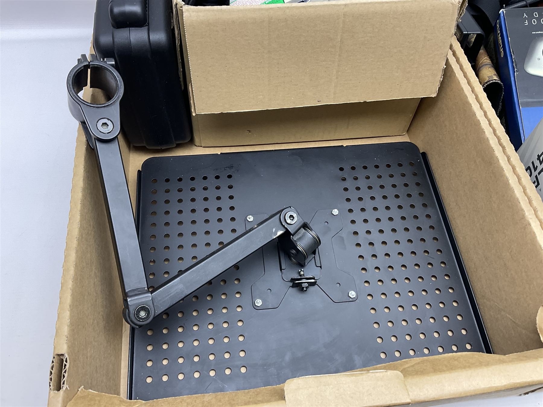 Rocwing photography studio lighting stands and shades, together with digital cameras and other camera equipment, in three boxes  