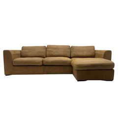 Corner sofa chaise upholstered in tan leather