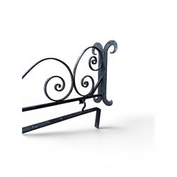 Blacksmith made wrought metal wall hanging sign bracket, scrollwork detail, including wall bracket and sign bracket