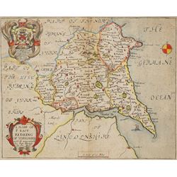 Richard Blome (British 1635-1705): 'A Mapp of Ye East Rideing of Yorkshire [East Riding Yorkshire]', 17th century engraved map with hand-colouring; Thomas Badeslade (British fl.c.1719–1750) and William Henry Toms (British c.1700-1765): 'A Map of Yorkshire North from London', 18th century engraved map with hand-colouring max 24cm x 29cm (2)
