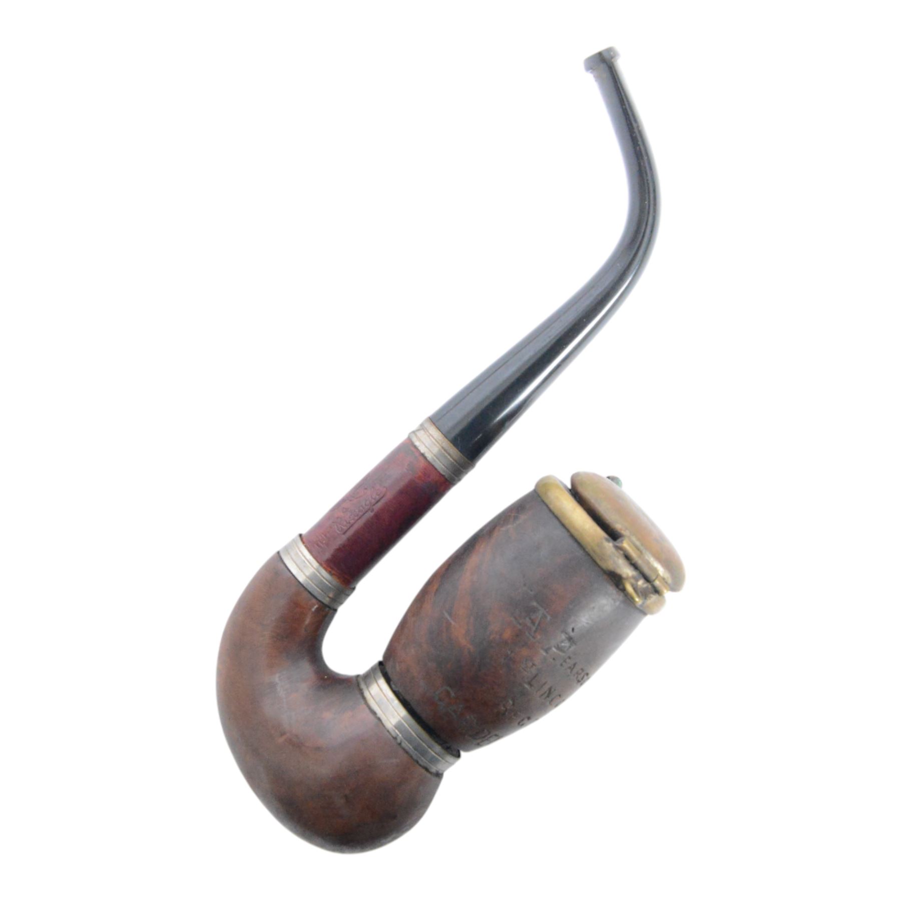 WWI medal trio, war medal, victory medal and 1914-15 star, WWII medals War medal, Defence Metal 1939-45 Star and The France and Germany Star, awarded to 8290 Pte A. Pearson Linc.R, together with his military pipe, engraved and WWI military silk for Lincolnshire regiment