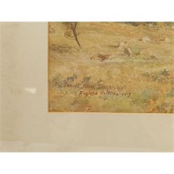 Elaine Katherine Grimshaw (British 1877-1972): 'Sunset Glow Hazelslack Westmorland', watercolour signed titled and dated 1919, original title label verso 25cm x 37cm 
Notes: Elaine was the daughter of John Atkinson Grimshaw. She studied at Balliol College Oxford and attended the Ruskin School of Art, and married Edmund Ragland Phillips at the age of twenty in 1897. After her marriage, she signed her work Elaine K Phillips, Elaine Phillips, or E Ragland Phillips.