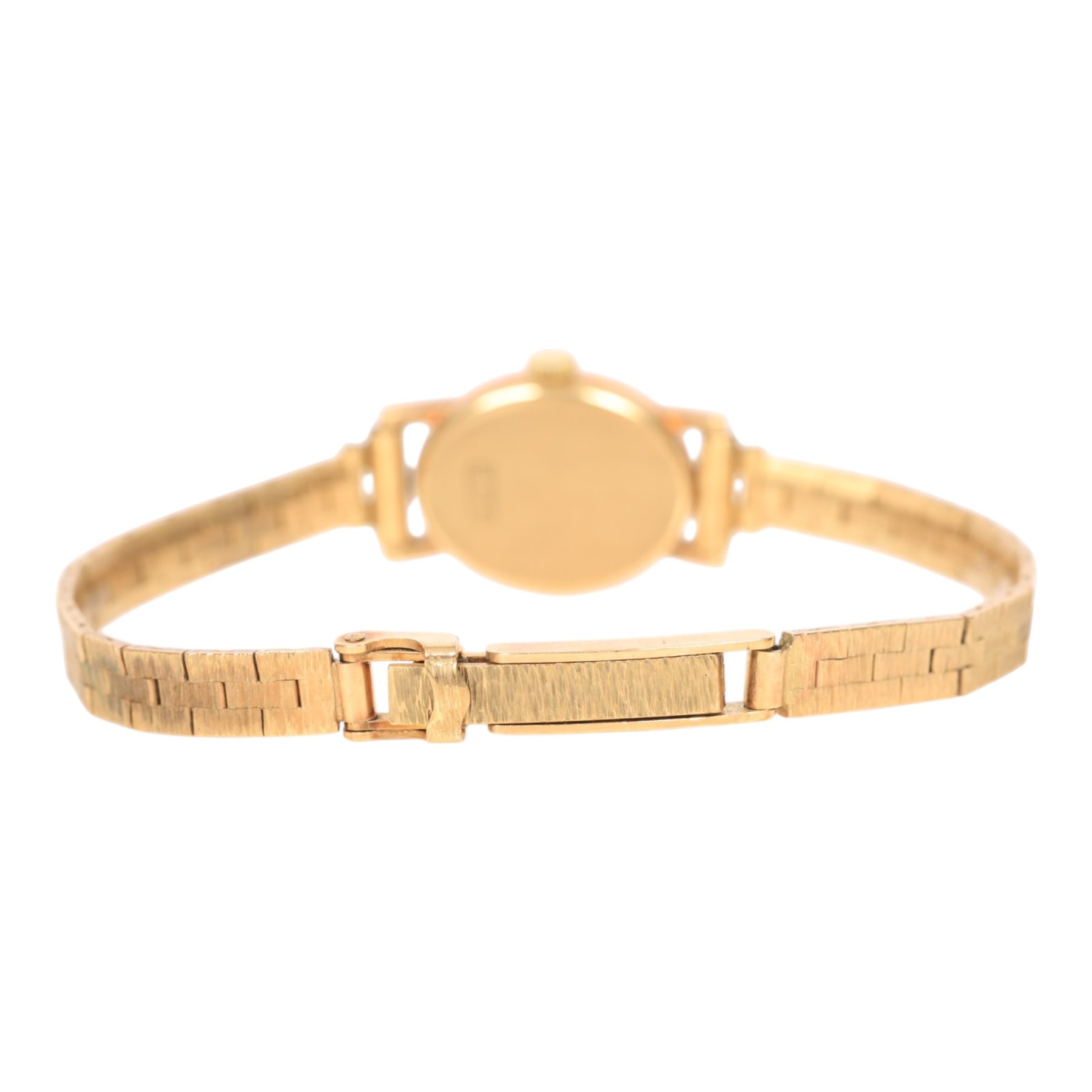 9ct gold ladies Avia quartz wristwatch on 9ct gold bracelet strap, hallmarked