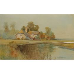 Walter Witham (British exh.1894-1896): House by the River and Coastal Landscape, pair watercolours heightened in white signed 29cm x 48cm (2)