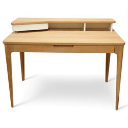 Ebbe Gehl for John Lewis - ‘Mira’ oak desk, rectangular top with raised twin-shelf gallery...