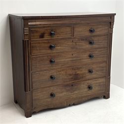 *Early 19th century mahogany chest, two short and four long graduating drawers, W132cm, H124cm, D60cm