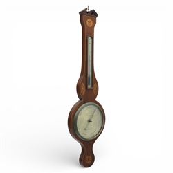 John Fiora- Nottingham, George III mahogany and inlaid wheel barometer, with a circular si...